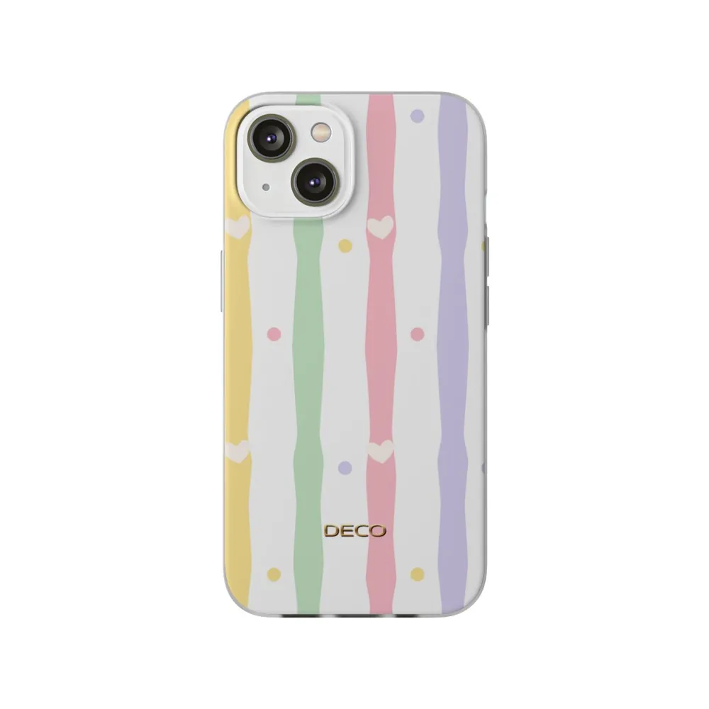 Pastel Heart Stripes Phone Case