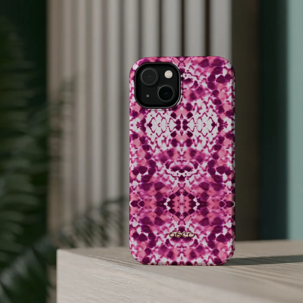 Pink Watercolor Snake Skin MagSafe Impact-Resistant Phone Case