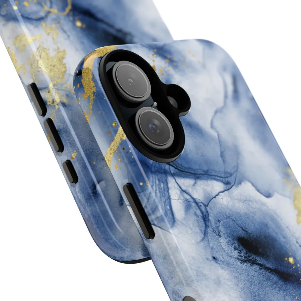 Blue & Gold Marble Tough Phone Case
