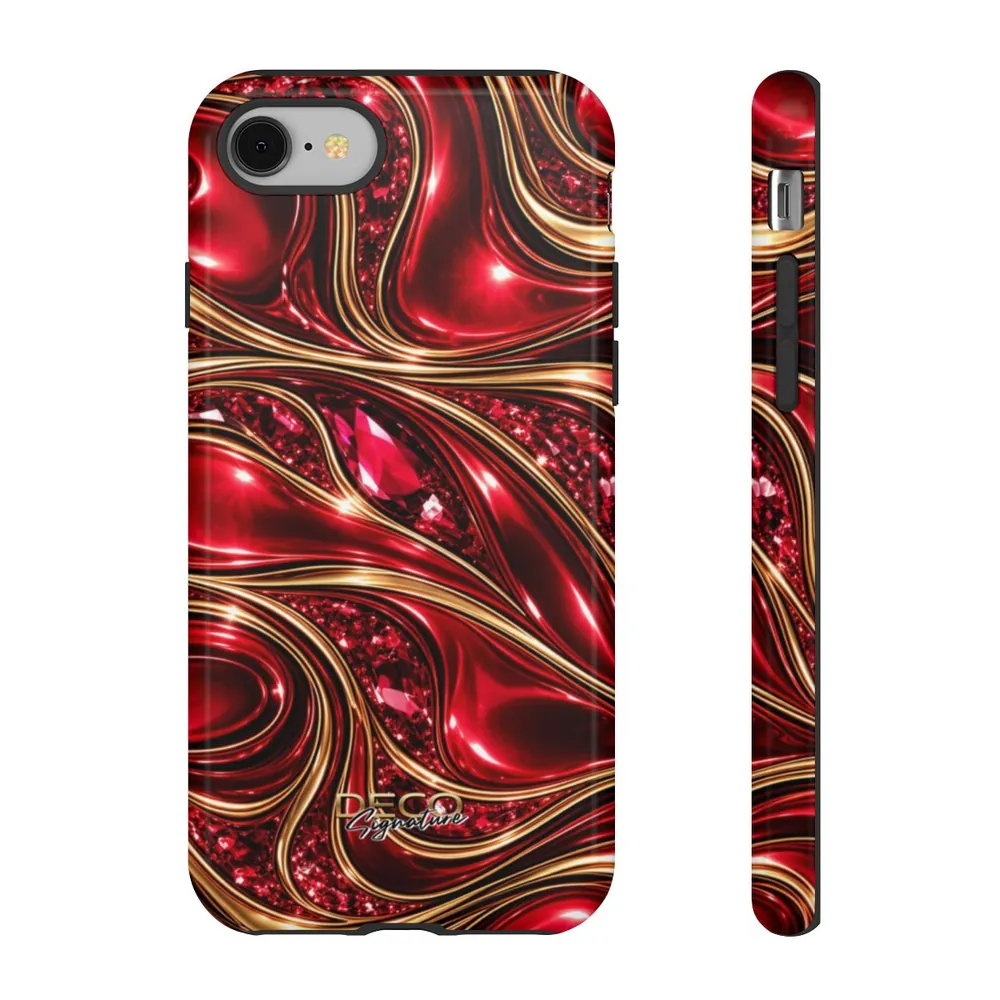 Luxury Liquid Gold & Ruby Reds DECO Signature Tough Phone Case