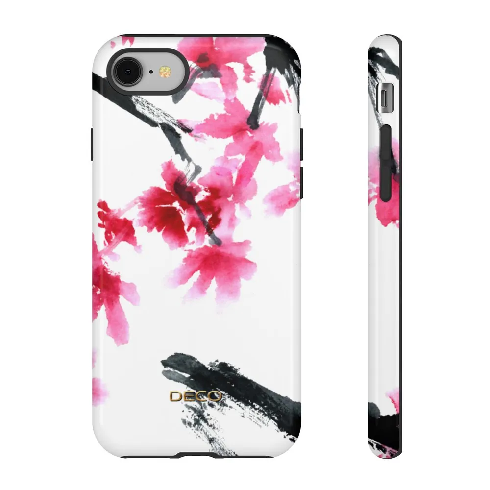 Watercolor Cherry Blossom Floral Tough Phone Case