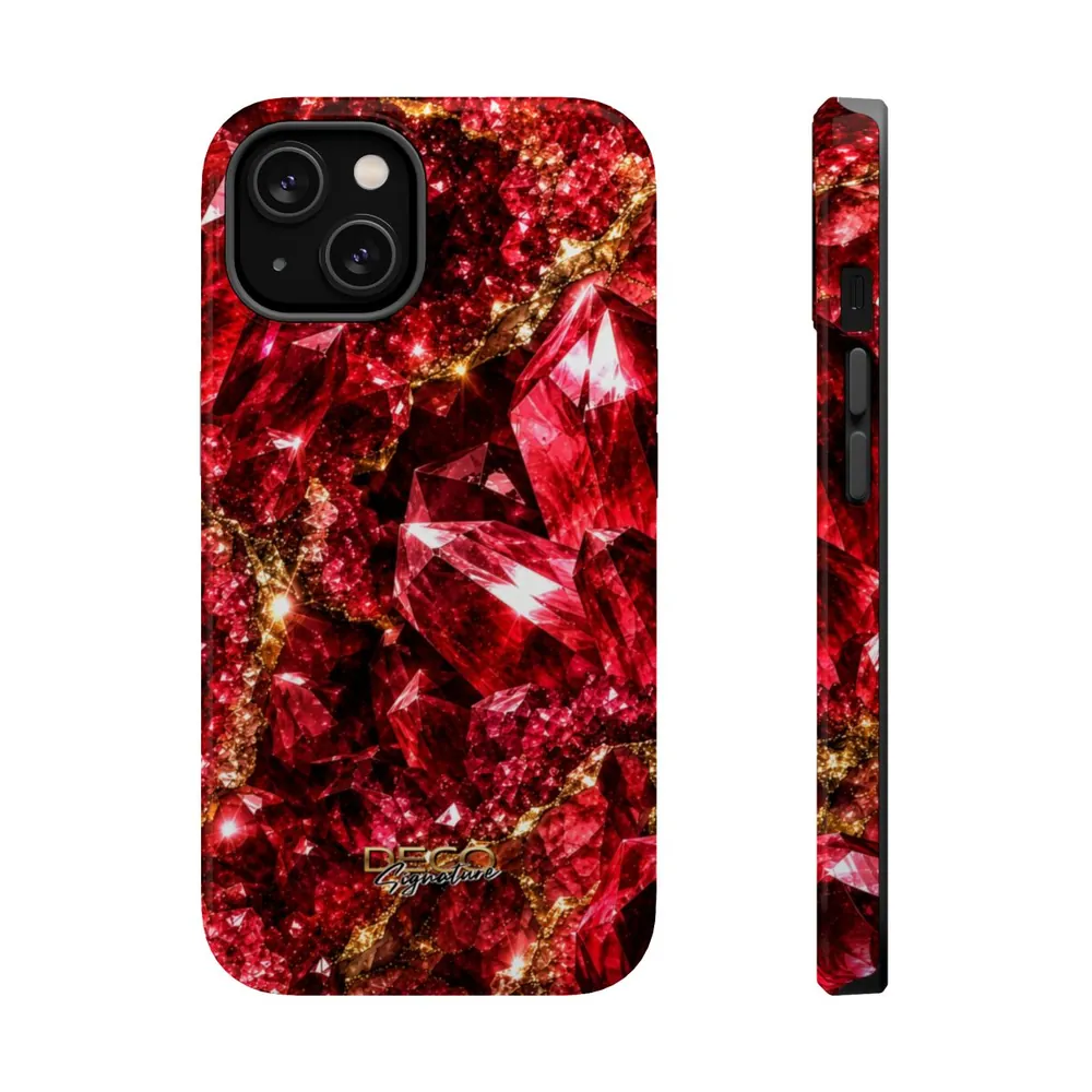 Luxury Sparkling Ruby DECO Signature MagSafe Impact-Resistant Phone Case