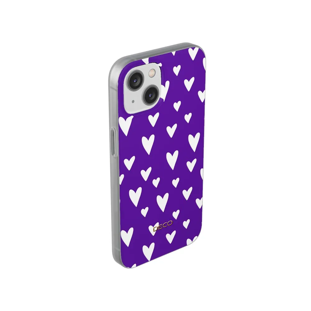 Purple & White Polka Hearts Phone Case
