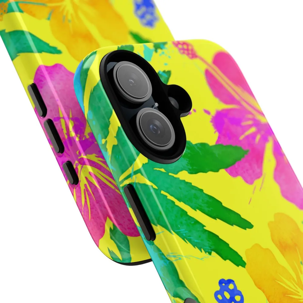 Tropical Neon Floral Tough Phone Case