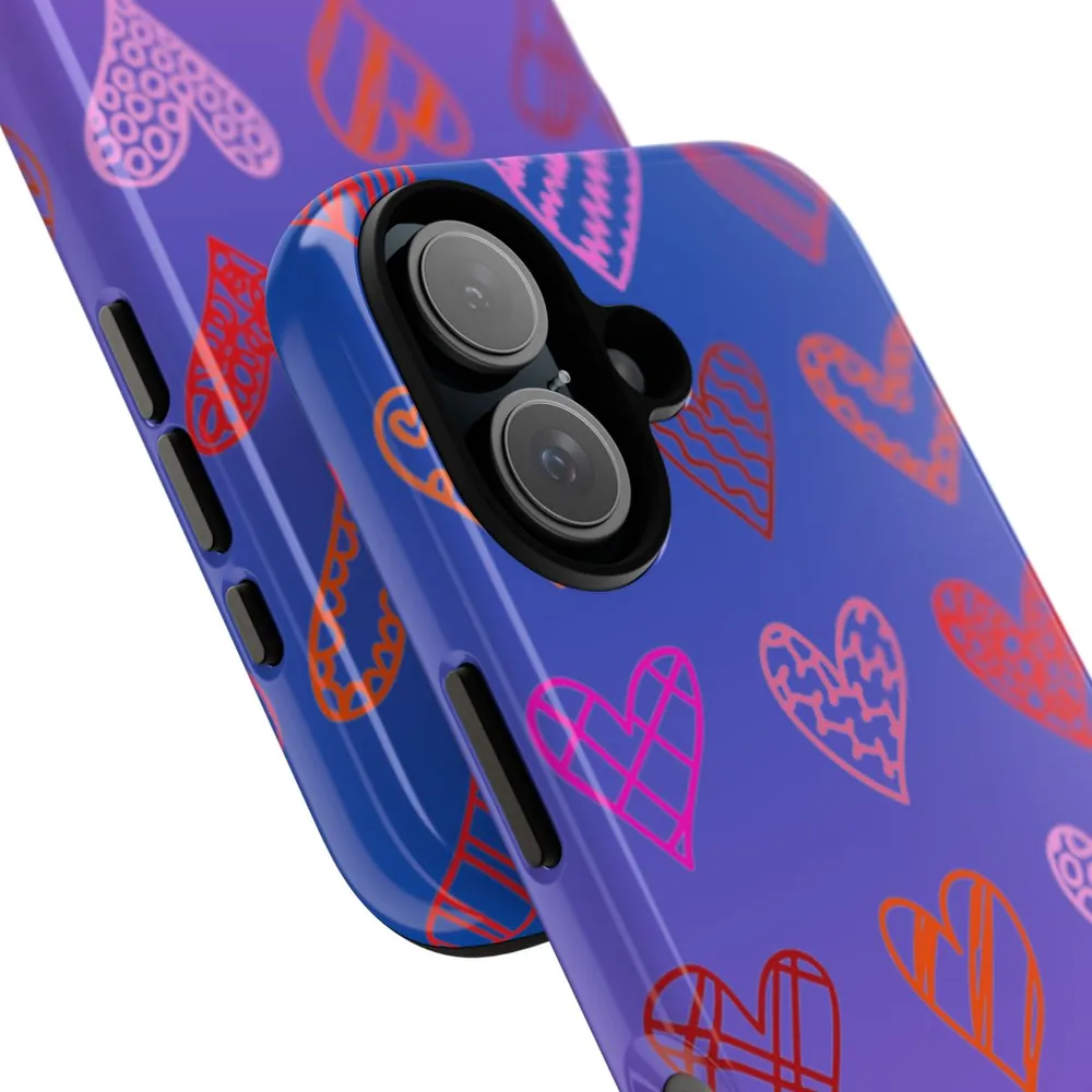 Rainbow Marker Hearts Tough Phone Case
