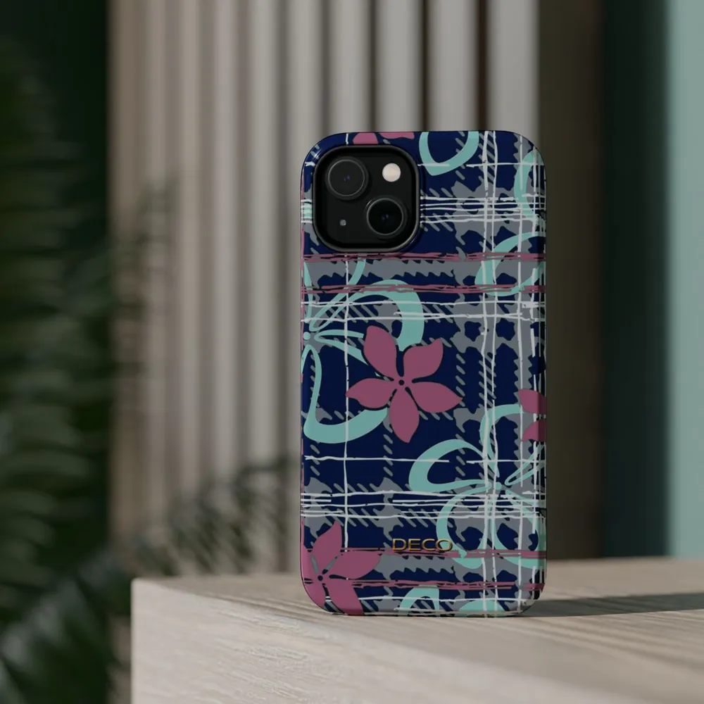 Digital Floral Plaid MagSafe Impact-Resistant Phone Case