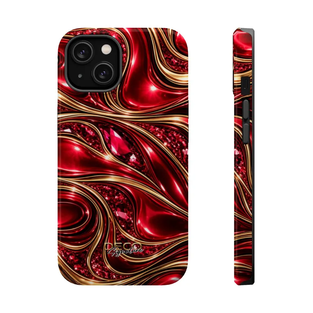 Luxury Liquid Gold & Ruby Reds DECO Signature MagSafe Impact-Resistant Phone Case