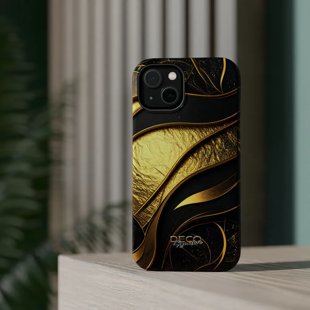 Luxury Black & Gold Texture DECO Signature MagSafe Impact-Resistant Phone Case