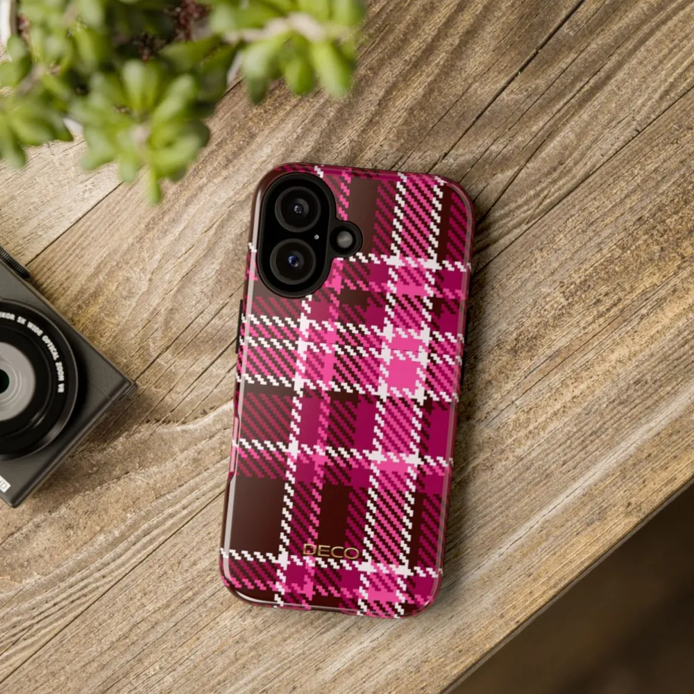 Magenta Pink Plaid Tough Phone Case