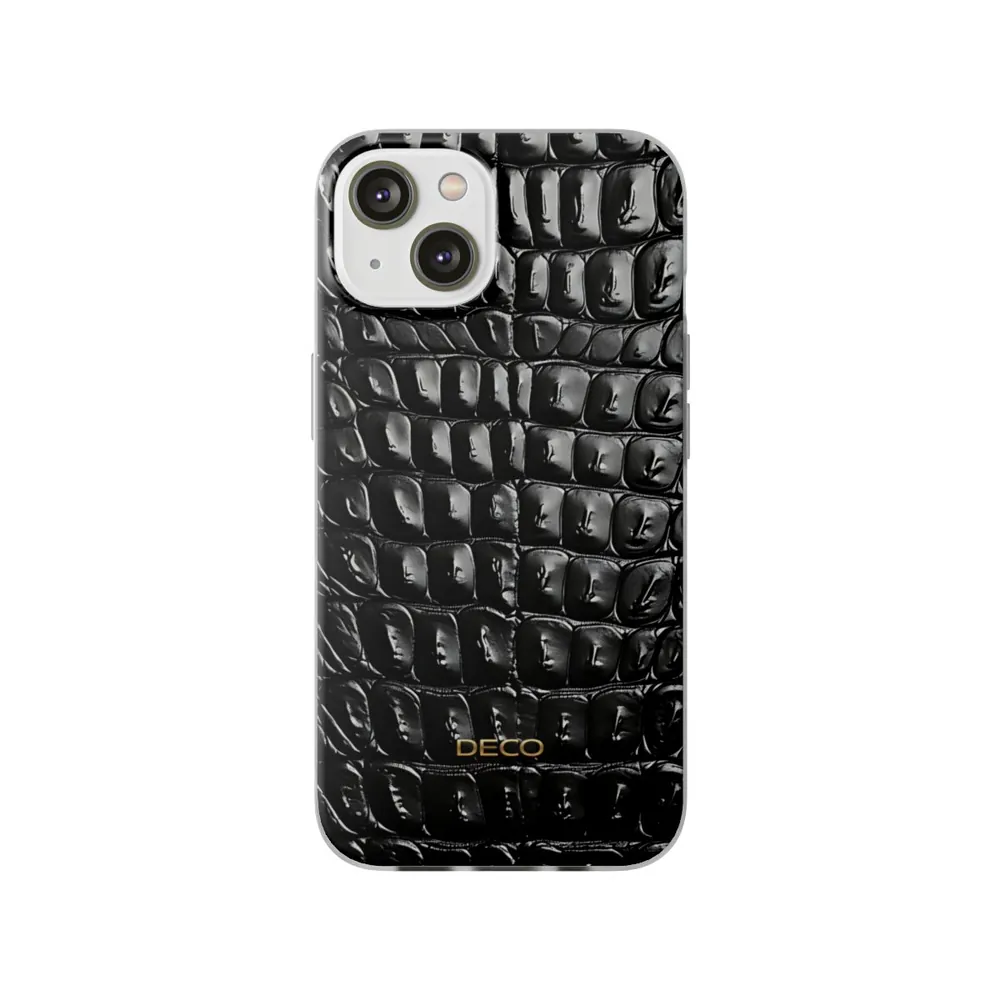 Black Crocodile Skin Phone Case