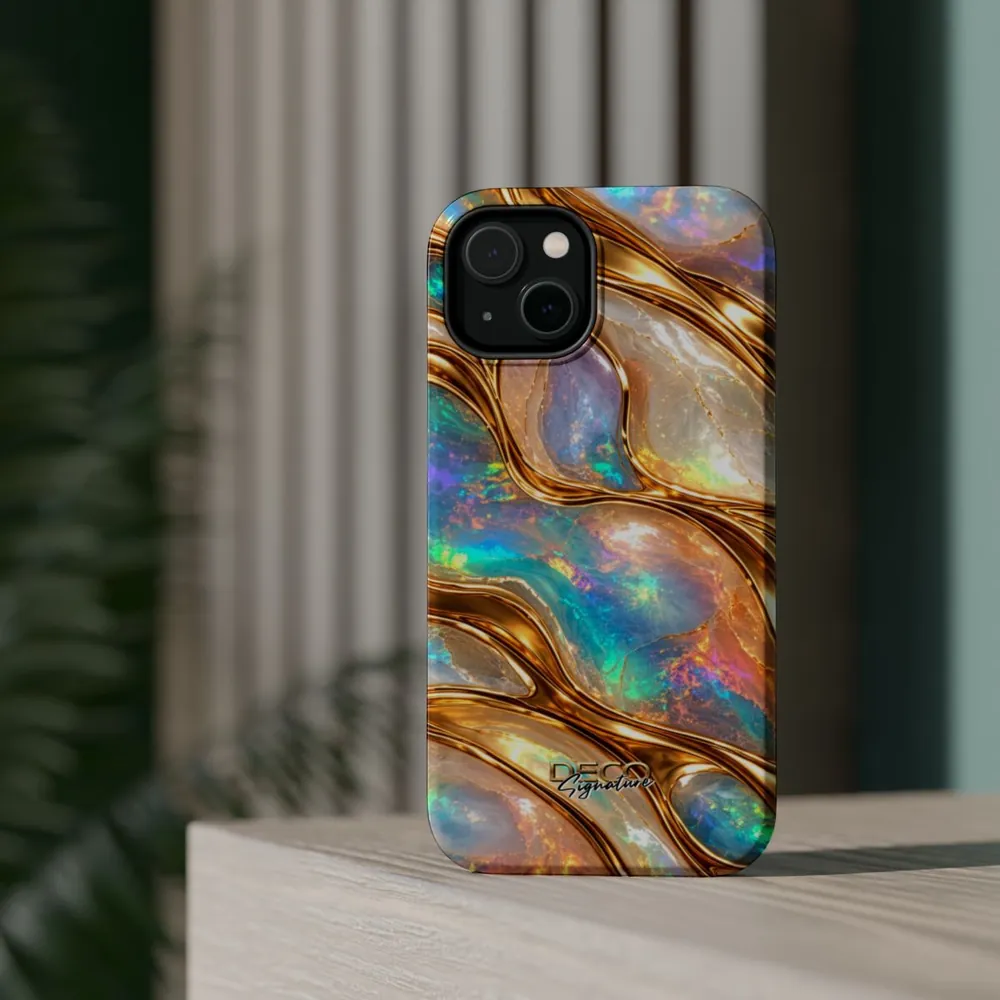 Luxury Opal & Gold DECO Signature MagSafe Impact-Resistant Phone Case
