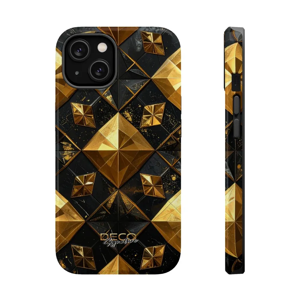 Luxury Black & Gold Tile DECO Signature MagSafe Impact-Resistant Phone Case
