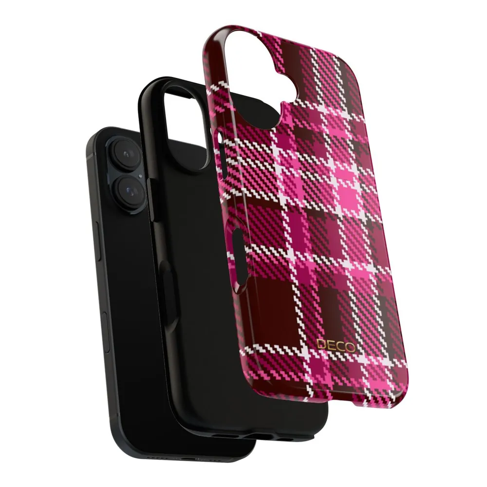 Magenta Pink Plaid Tough Phone Case