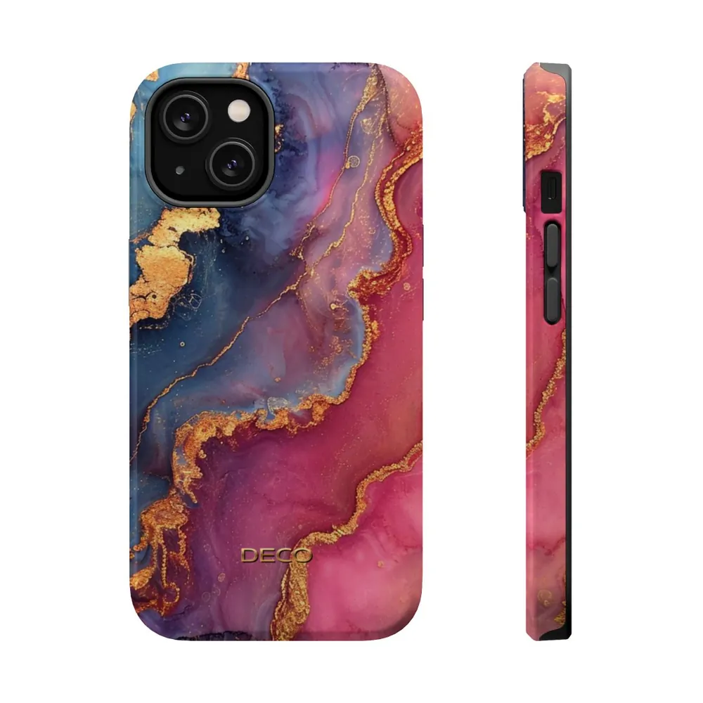 Pinks & Gold Watercolor Marble MagSafe Impact-Resistant Phone Case