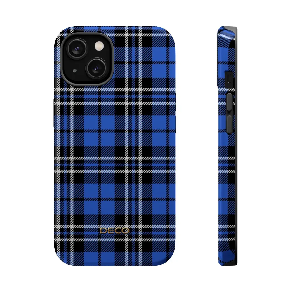 Royal Blue Tartan Plaid MagSafe Impact-Resistant Phone Case