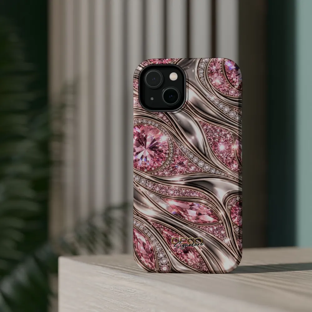 Luxury Gold & Pink Diamonds DECO Signature MagSafe Impact-Resistant Phone Case