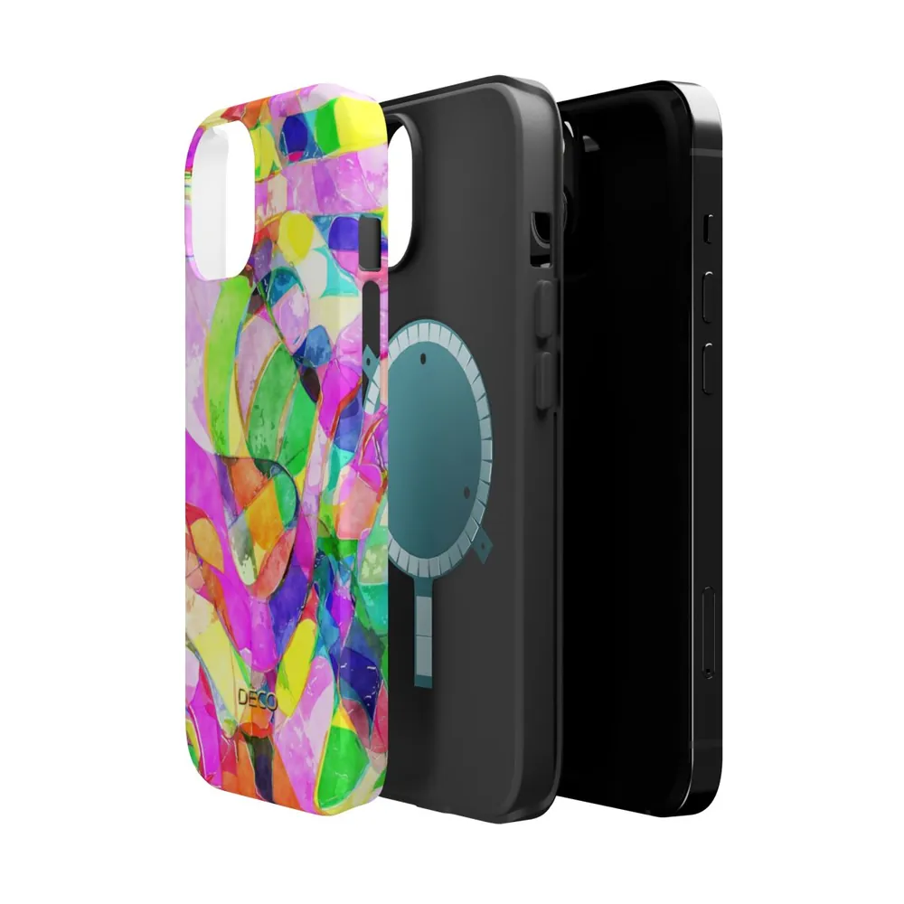 Abstract Neon Watercolor MagSafe Impact-Resistant Phone Case