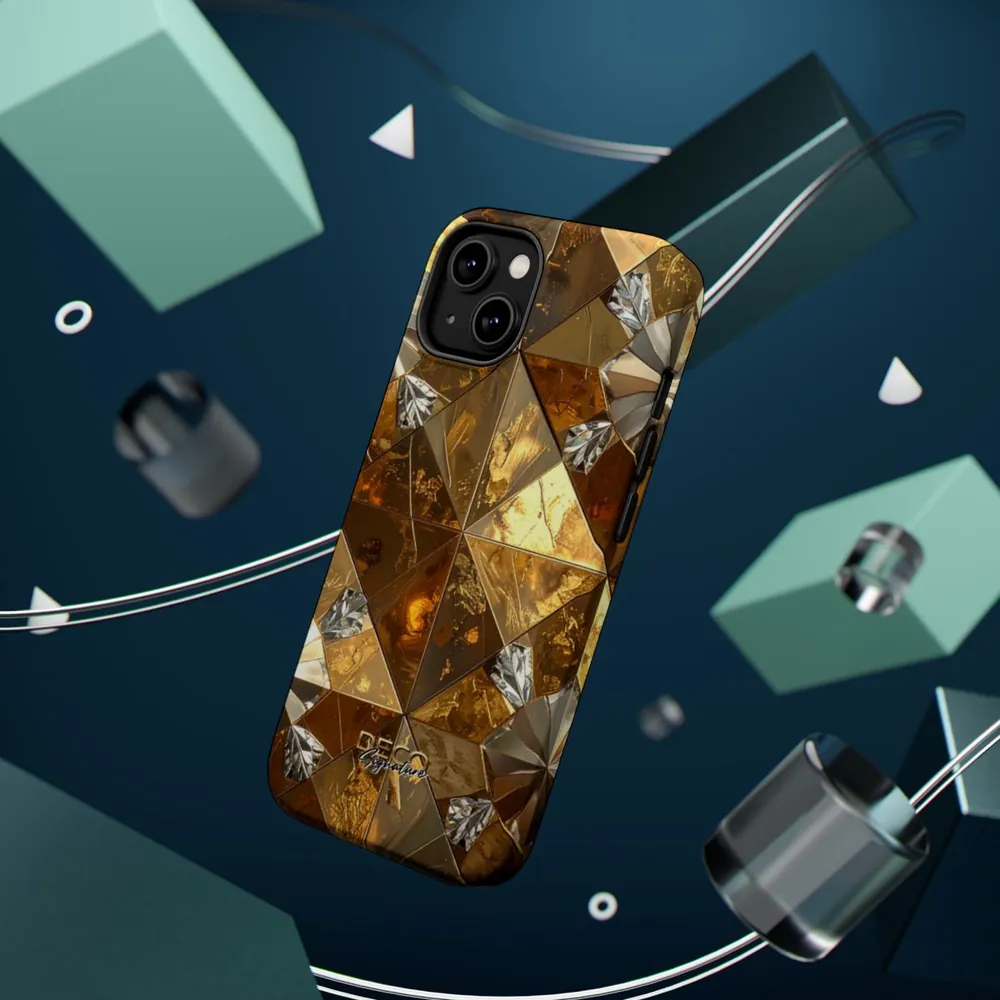 Luxury Gold & Diamond Tile DECO Signature MagSafe Impact-Resistant Phone Case