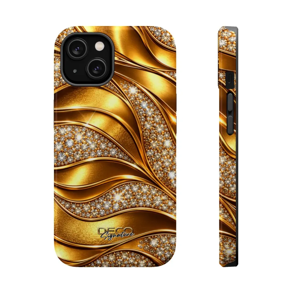 Luxury Gold & Diamonds DECO Signature MagSafe Impact-Resistant Phone Case