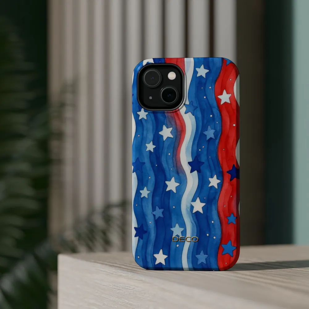 Stars & Stripes Watercolor America MagSafe Impact-Resistant Phone Case