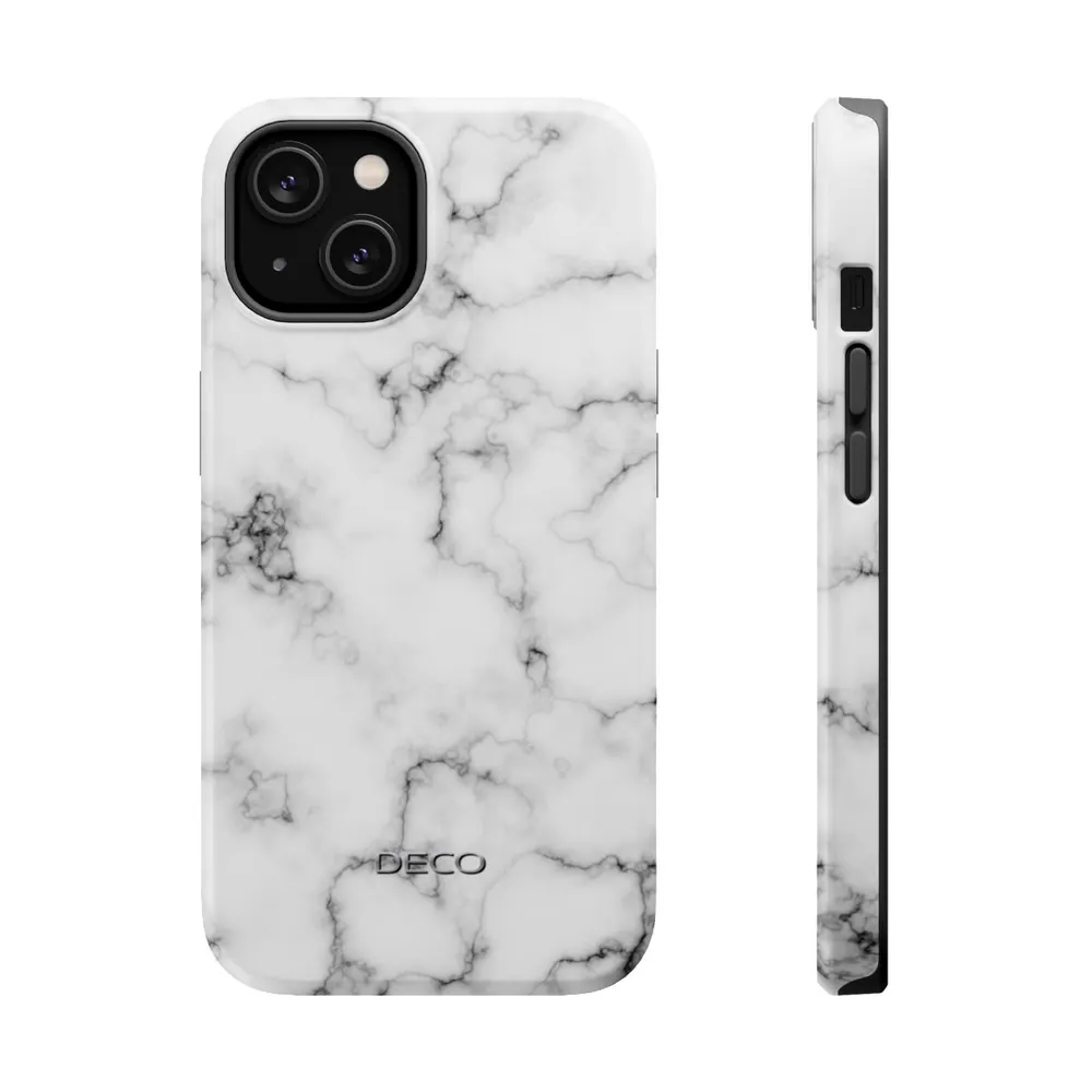 White & Black Marble MagSafe Impact-Resistant Phone Case