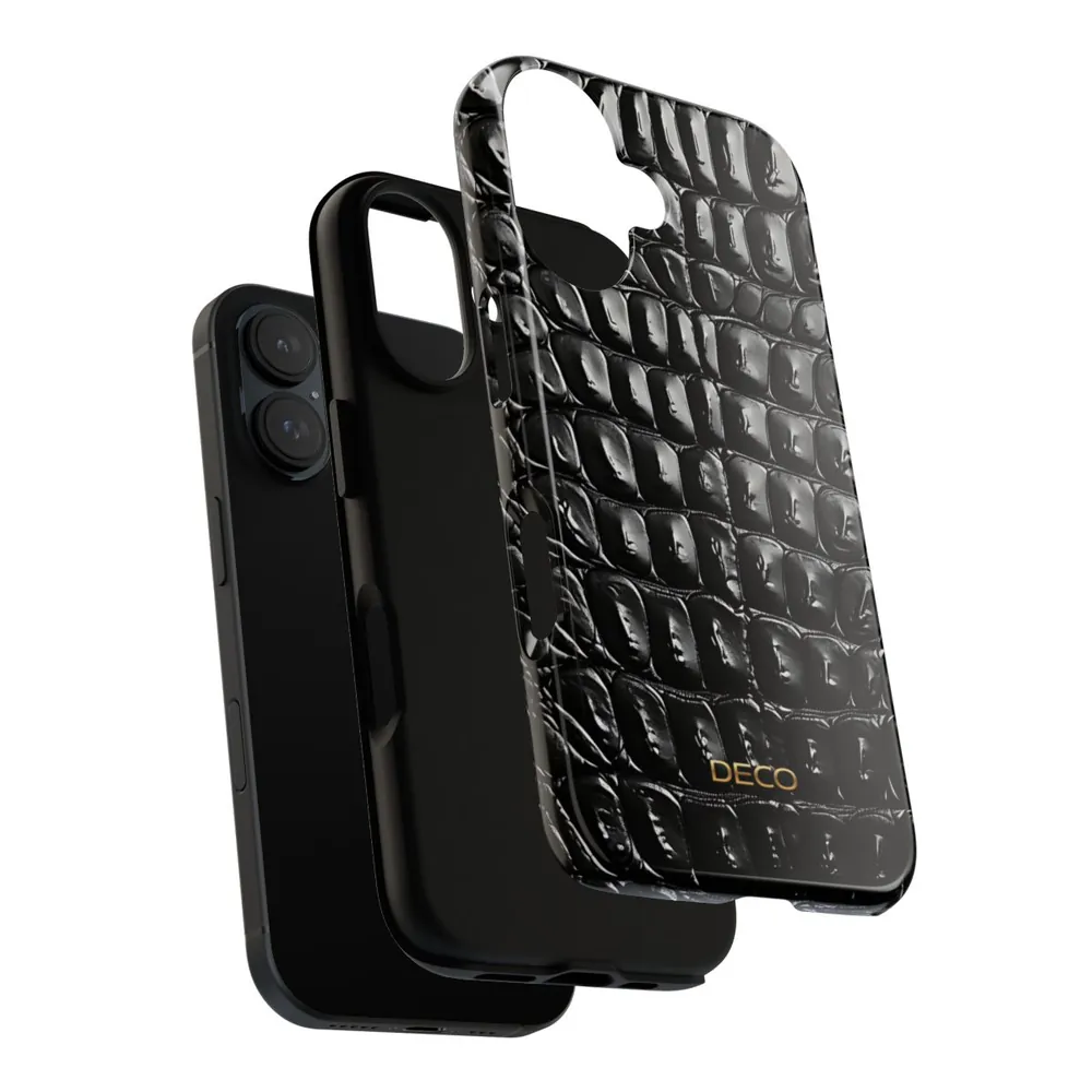 Black Crocodile Skin Tough Phone Case