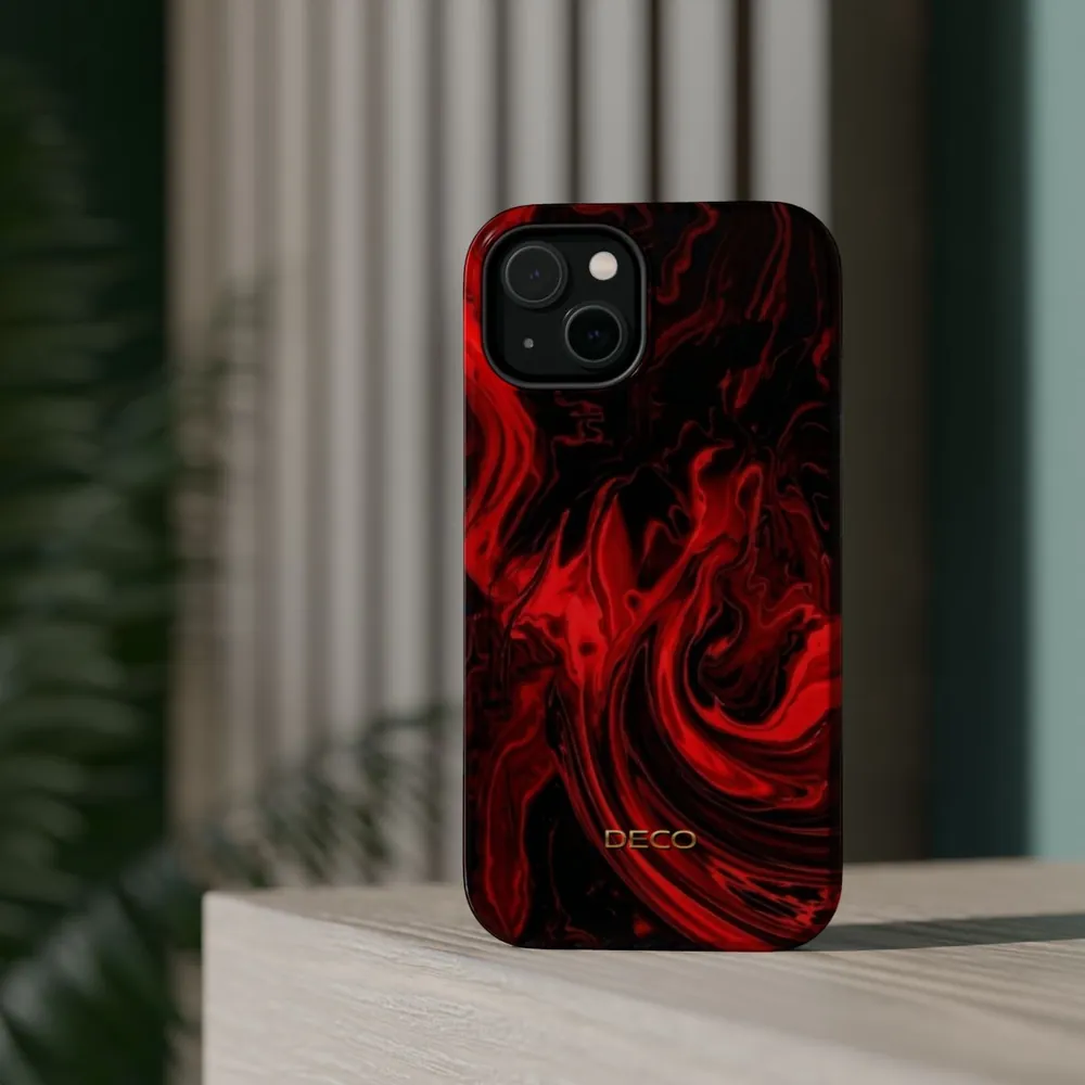Fiery Red Swirl MagSafe Impact-Resistant Phone Case