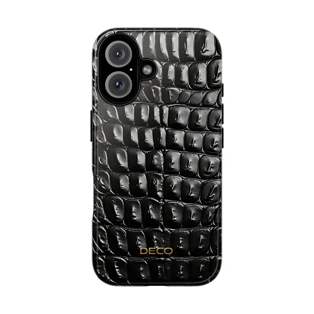 Black Crocodile Skin Tough Phone Case