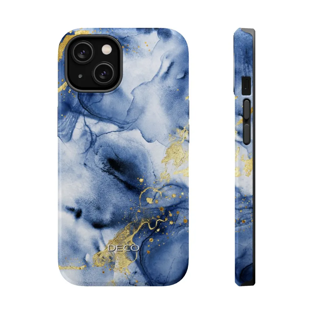 Blue & Gold Marble MagSafe Impact-Resistant Phone Case