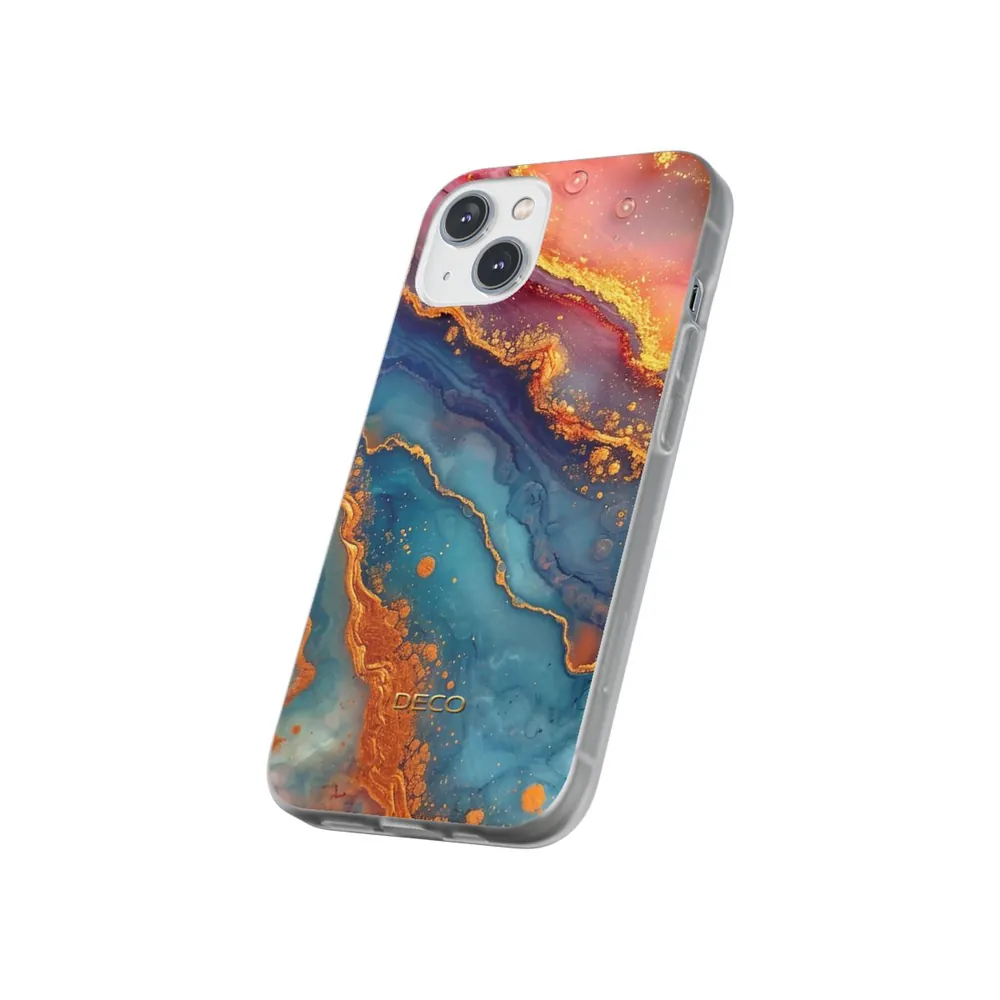 Pastel Rainbow & Gold Watercolor Marble Phone Case
