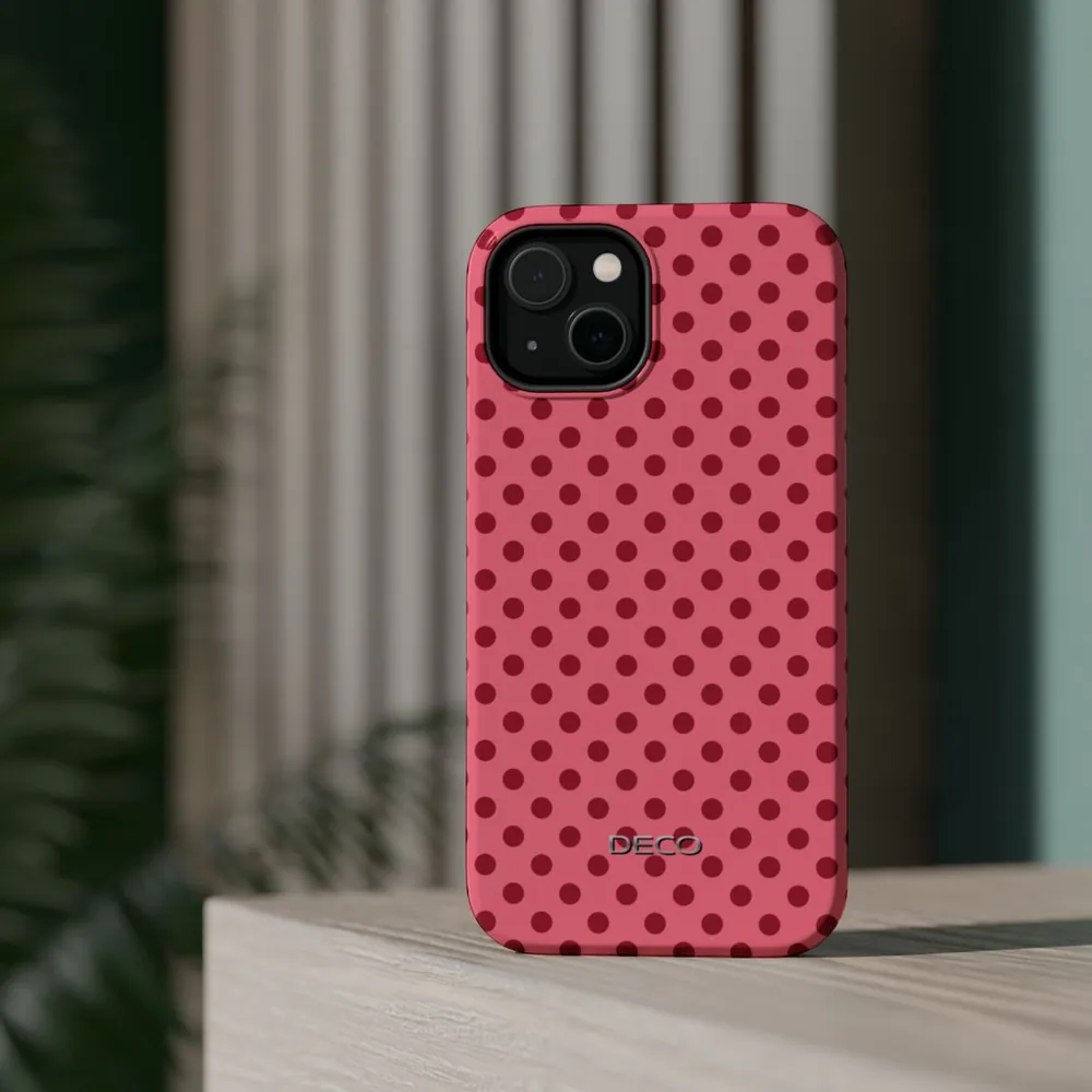 Pink & Red Polka Dots MagSafe Impact-Resistant Phone Case