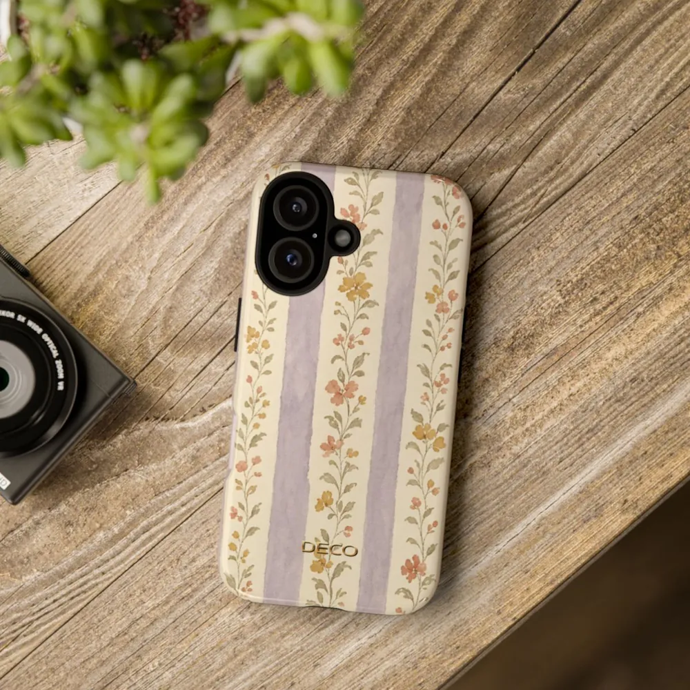 Vintage Floral Stripes Tough Phone Case