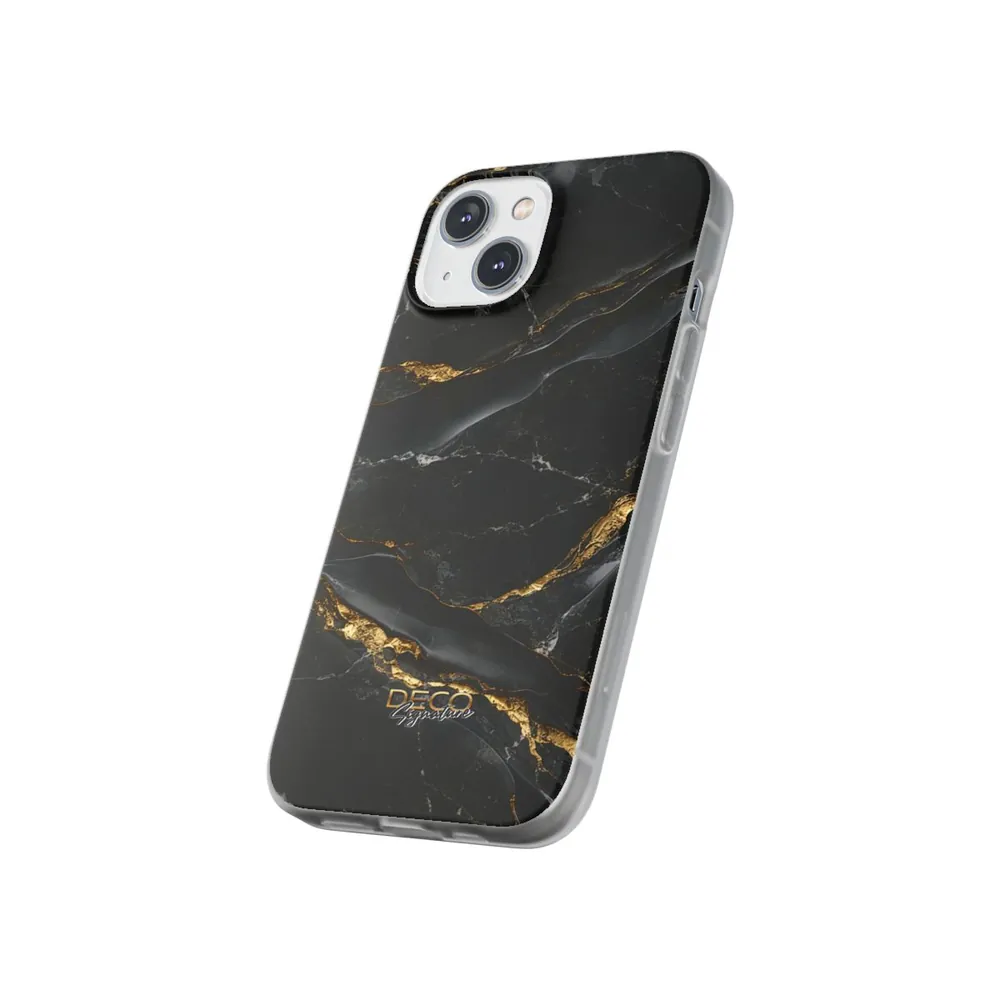 Luxury Black & Gold Textured Marble DECO Signature Phone Case