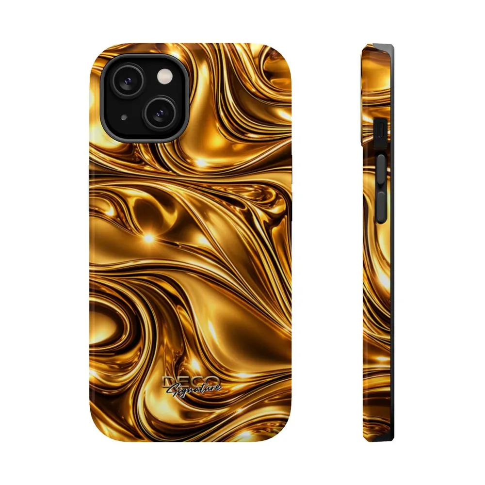 Luxury Liquid Gold DECO Signature MagSafe Impact-Resistant Phone Case