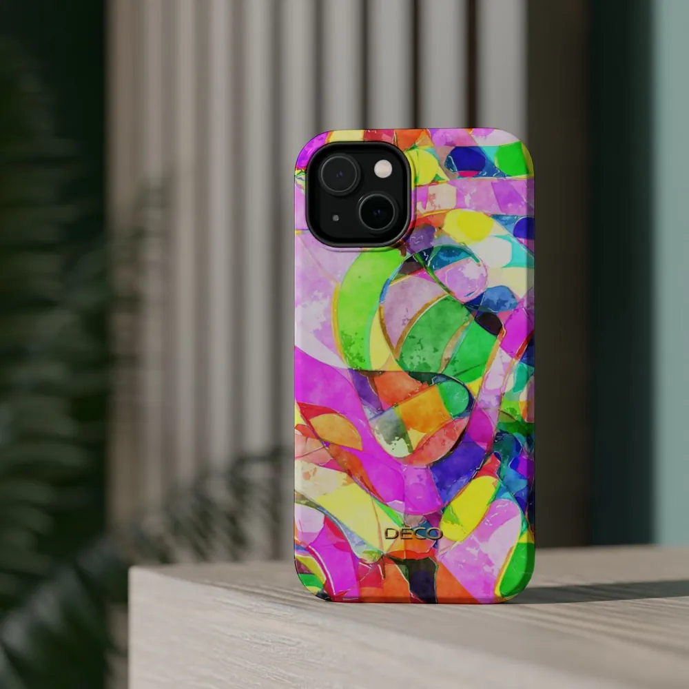 Abstract Neon Watercolor MagSafe Impact-Resistant Phone Case