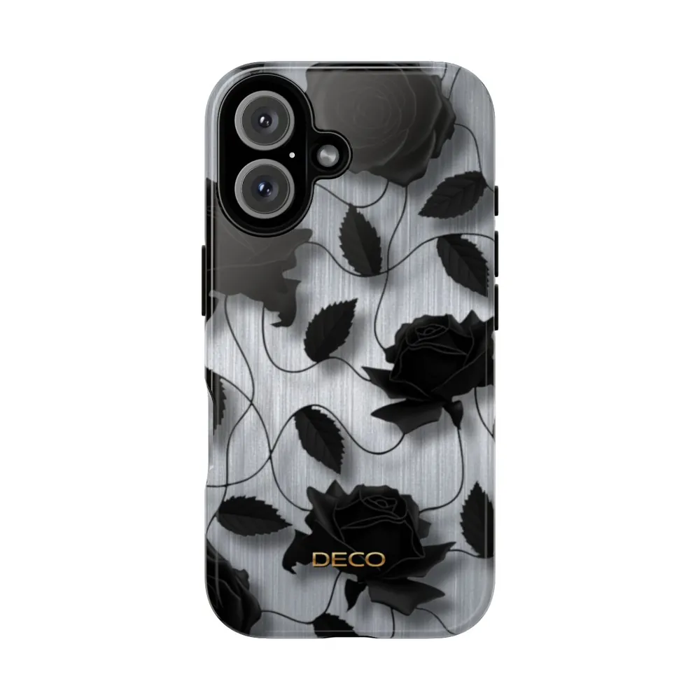Black Rose Floral Tough Phone Case