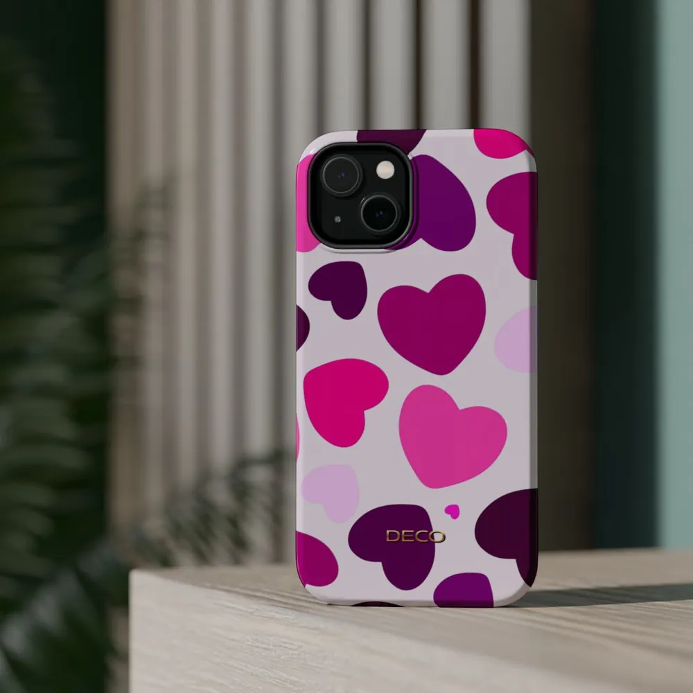 Pink Hearts MagSafe Impact-Resistant Phone Case
