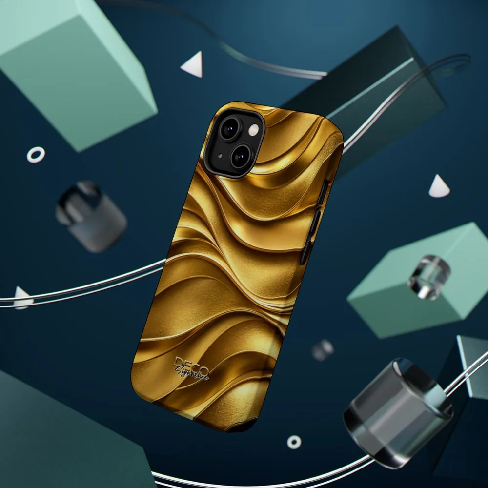 Luxury Liquid Gold Texture DECO Signature MagSafe Impact-Resistant Phone Case