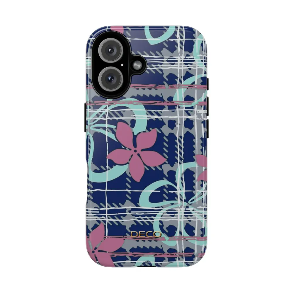 Digital Floral Plaid Tough Phone Case