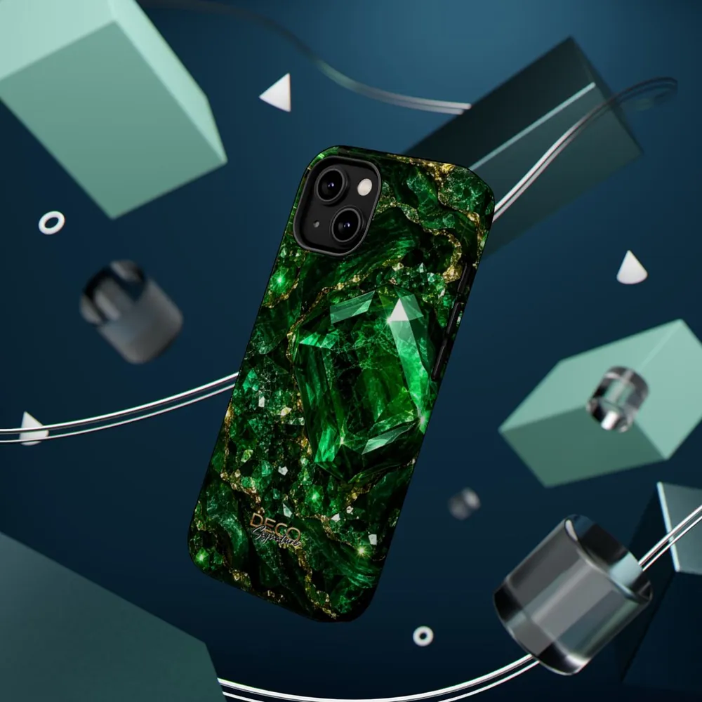 Luxury Sparkling Emerald DECO Signature MagSafe Impact-Resistant Phone Case
