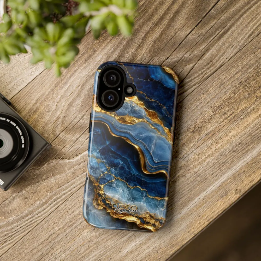 Luxury Textured Blue Onyx DECO Signature Tough Phone Case