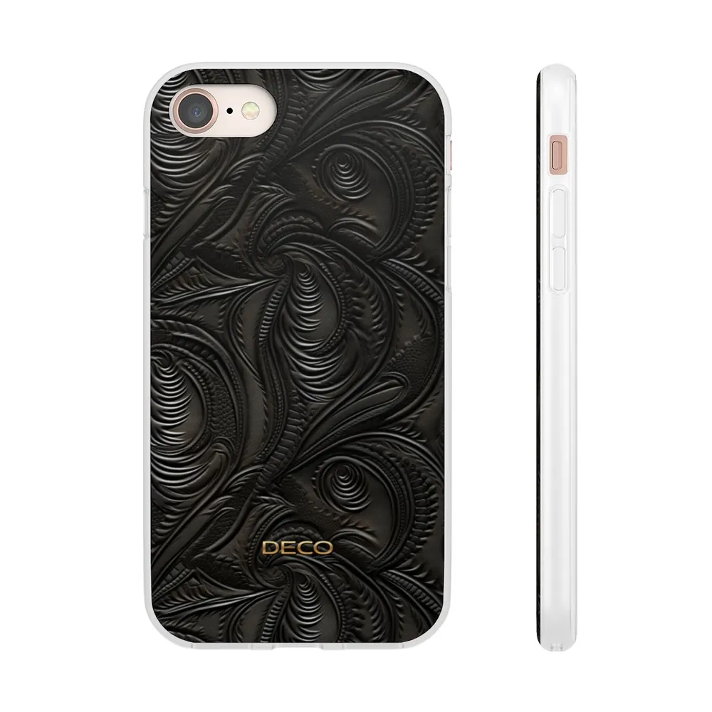Black Tooled Western Leather Phone Case