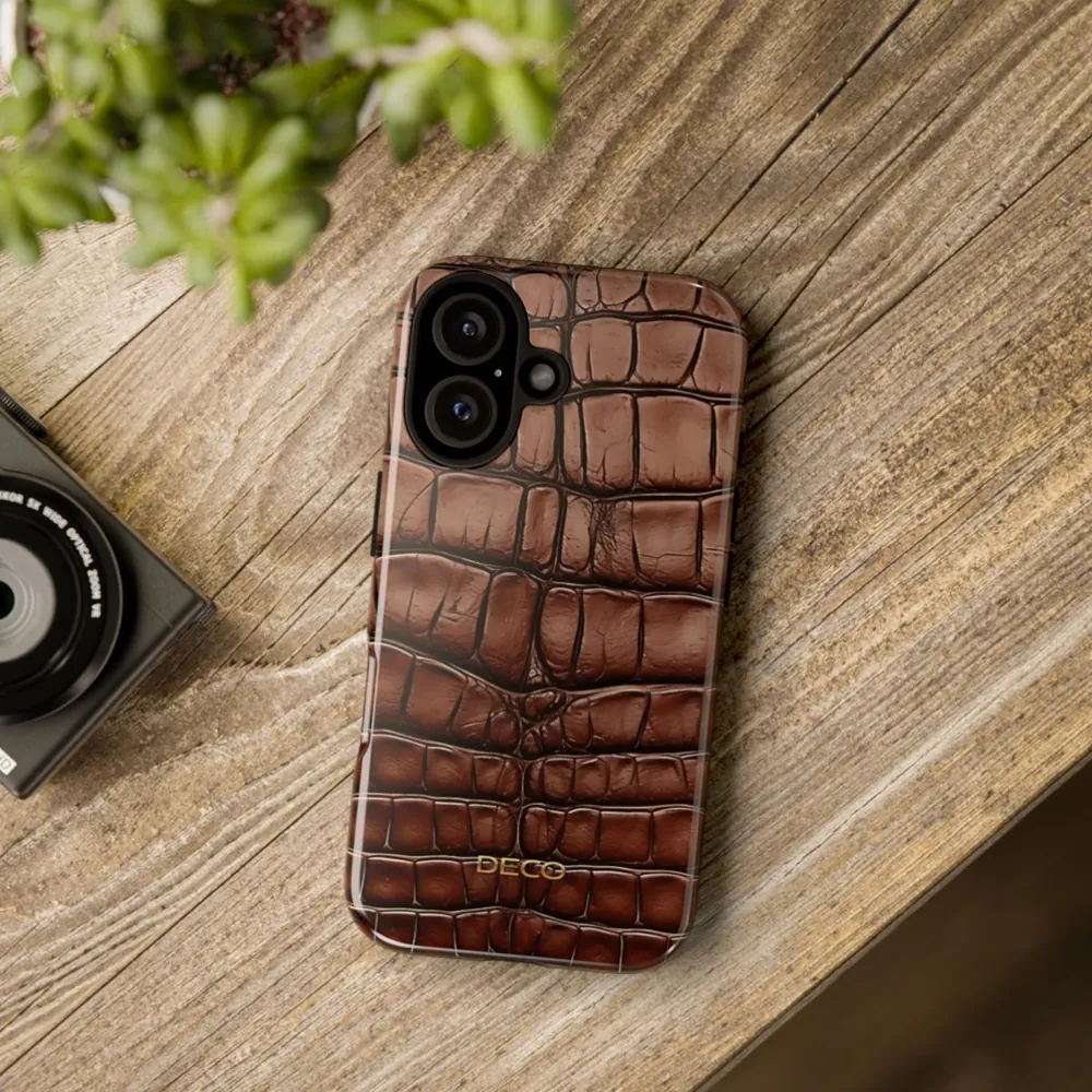 Brown Alligator Skin Tough Phone Case