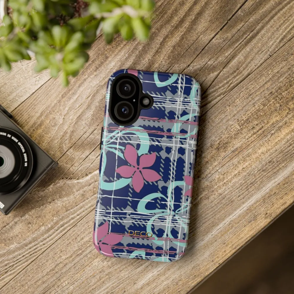 Digital Floral Plaid Tough Phone Case