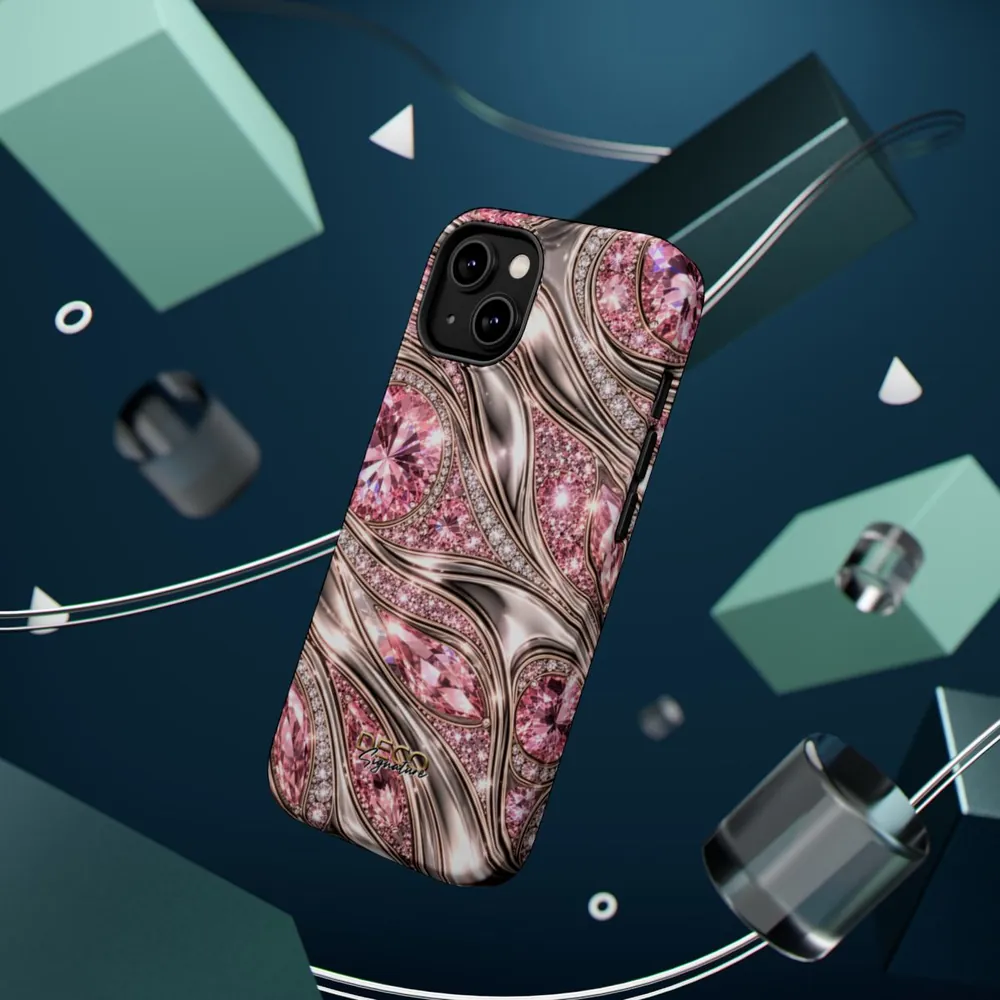 Luxury Gold & Pink Diamonds DECO Signature MagSafe Impact-Resistant Phone Case
