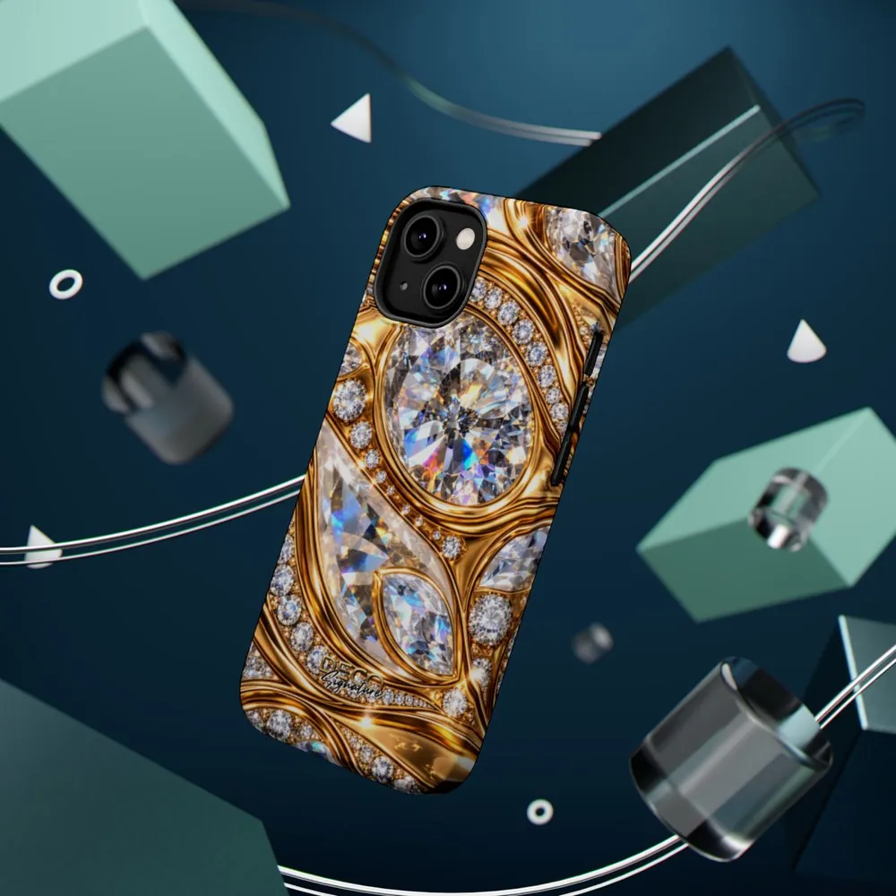 Luxury Liquid Gold & Diamonds DECO Signature MagSafe Impact-Resistant Phone Case