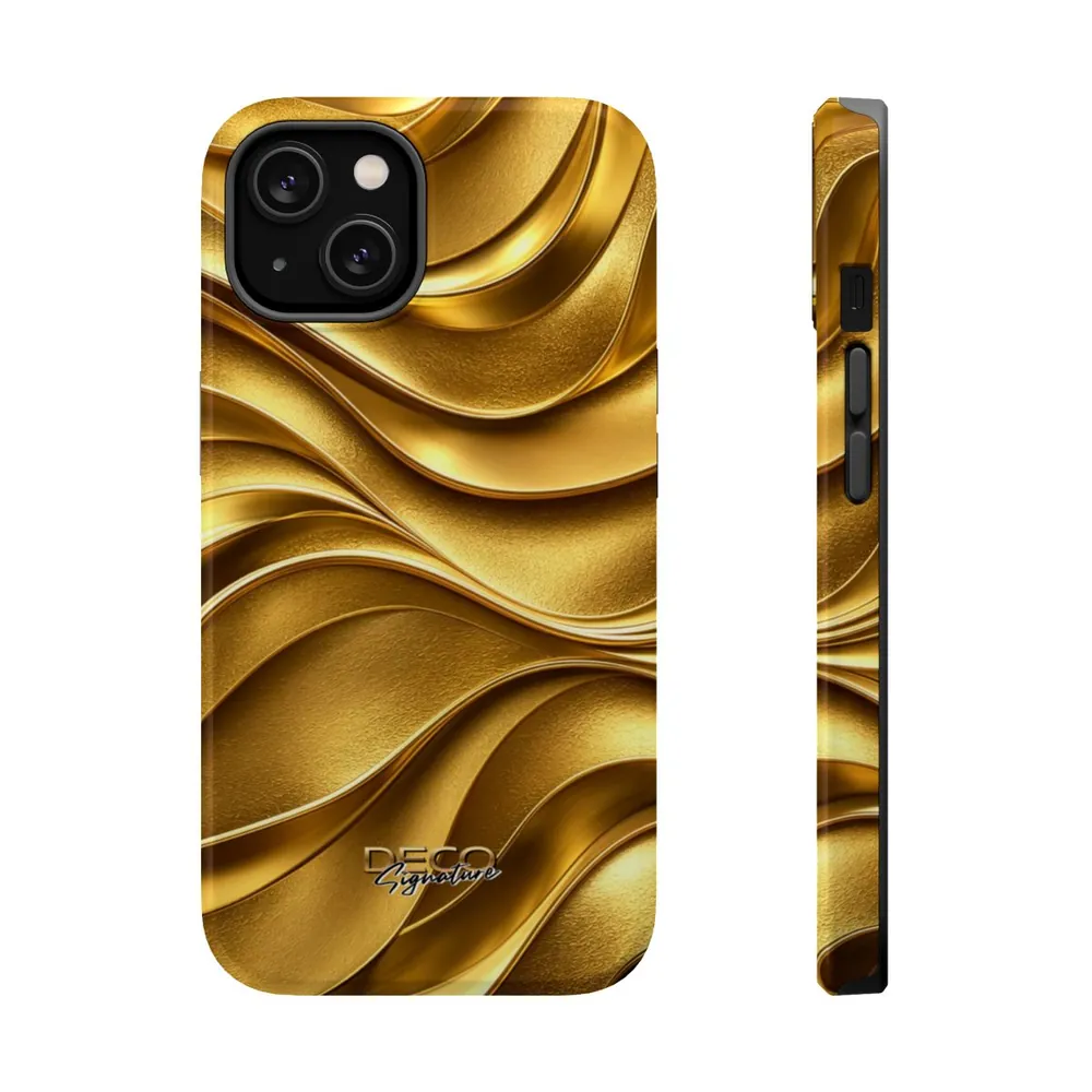 Luxury Liquid Gold Texture DECO Signature MagSafe Impact-Resistant Phone Case