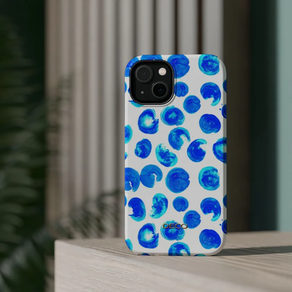 Blue Dots Watercolor MagSafe Impact-Resistant Phone Case