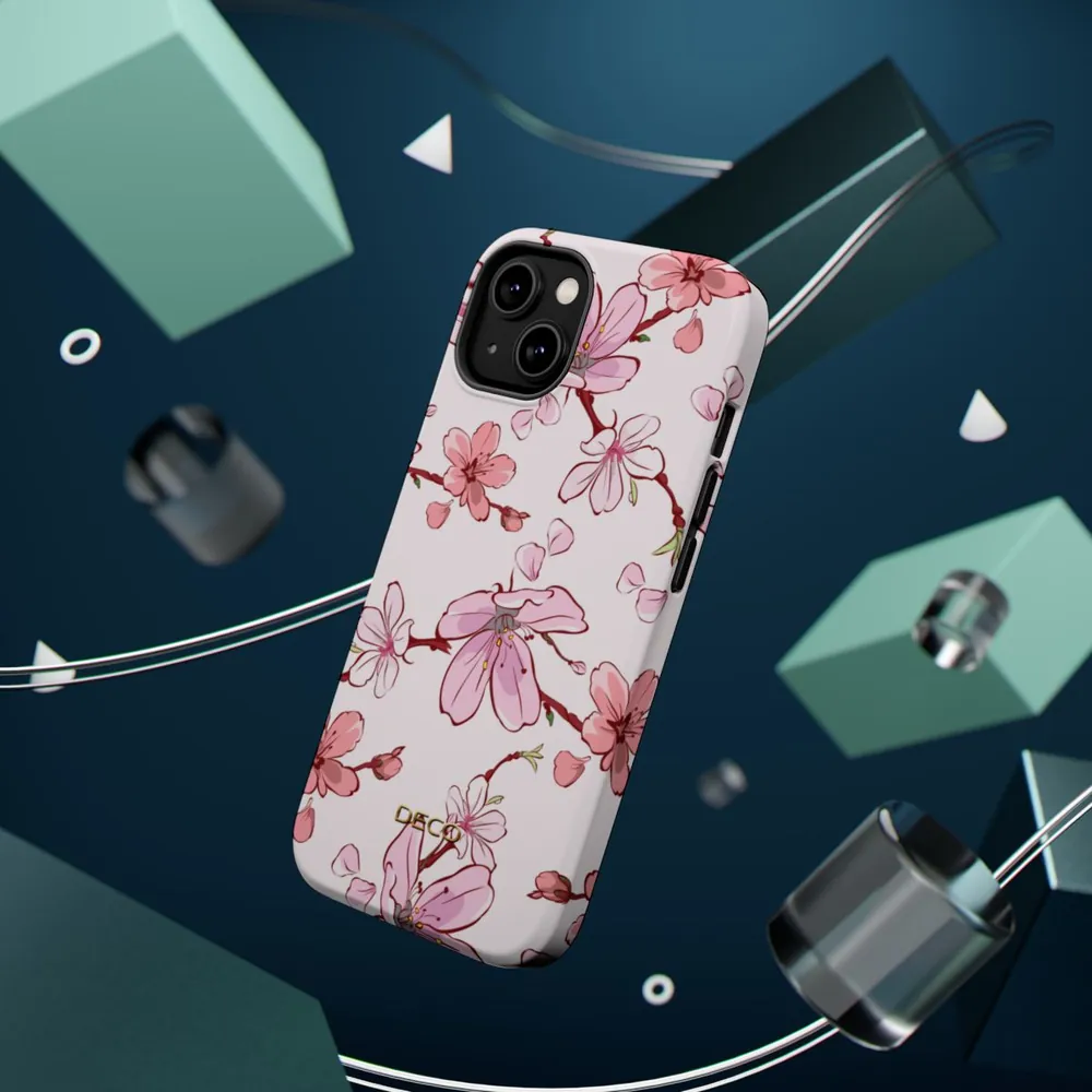 Pink Cherry Blossoms Floral MagSafe Impact-Resistant Phone Case