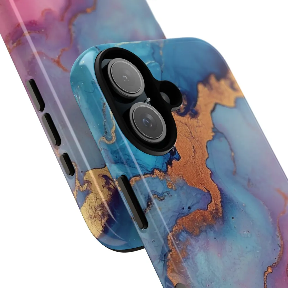 Gold Pink & Purple Watercolor Marble Tough Phone Case